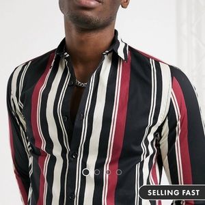 ASOS DESIGN stretch skinny retro stripe shirt